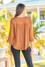 Load image into Gallery viewer, Aries Long Sleeve Camel Brown Linen Top