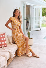 Load image into Gallery viewer, Augustina Button Front Mustard Paisley Print Maxi