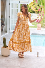 Load image into Gallery viewer, Augustina Button Front Mustard Paisley Print Maxi