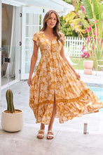 Load image into Gallery viewer, Augustina Button Front Mustard Paisley Print Maxi