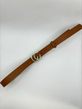 Load image into Gallery viewer, Sylvia Gold Buckle Double Circle Tan Belt