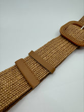 Load image into Gallery viewer, Poppy Faux Rattan Weave Stretch Camel Belt
