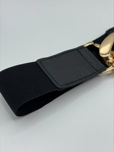 Lydia Gold Chain Black Stretch Waist Belt