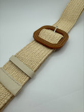 Load image into Gallery viewer, Poppy Faux Rattan Weave Stretch Cream Belt