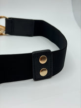 Load image into Gallery viewer, Lydia Gold Chain Black Stretch Waist Belt