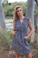 Load image into Gallery viewer, Cleo Navy Floral Zip Front Dress