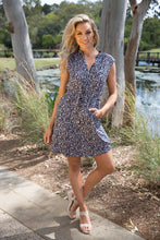 Load image into Gallery viewer, Cleo Navy Floral Zip Front Dress
