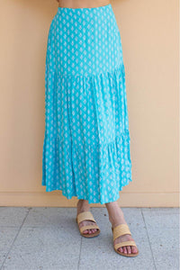 Spring Blue Floral Maxi skirt