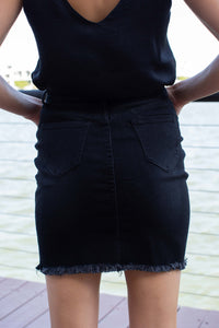 X Stitch Black Denim Skirt