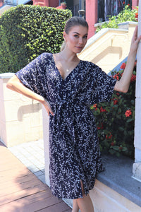 Nala Sleeved Navy Maxi Dress