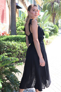 Natalia Black Maxi Linen Skirt