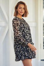 Load image into Gallery viewer, Jezebel Black Chiffon Long Sleeve Dress