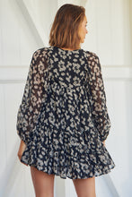 Load image into Gallery viewer, Jezebel Black Chiffon Long Sleeve Dress