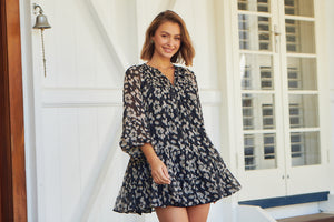 Jezebel Black Chiffon Long Sleeve Dress
