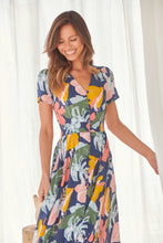Load image into Gallery viewer, Leilani Peach/Blue Floral Button Front Maxi Dress