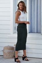 Load image into Gallery viewer, Rhea Knit Ribbed Khaki Tube Skirt