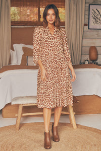 Siona Leopard Print Ballon Sleeve Dress