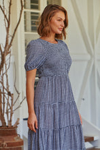 Load image into Gallery viewer, Alba Black Gingham Shirred Maxi Dress