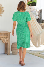 Load image into Gallery viewer, Jinx Daisy Green Tie Waist Midi Dress