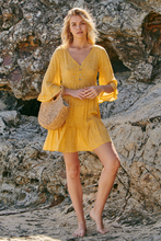 Load image into Gallery viewer, Kalinda Yellow Floral 3/4 Sleeve Dress