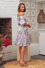 Load image into Gallery viewer, Bastille Lilac Floral Off Shoulder Dress