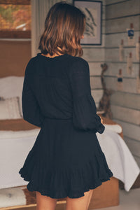 Rafael Black Long Sleeve Shirt Dress