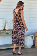 Load image into Gallery viewer, Claire Tie Waist Brown Animal Print Jumpsuit