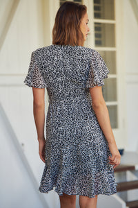 Sabina Chiffon Cross Over Animal Print Dress