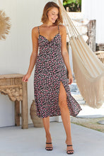 Load image into Gallery viewer, Lillian Black/Pink Floral Singlet Knot Front Dress