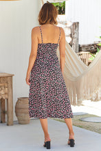 Load image into Gallery viewer, Lillian Black/Pink Floral Singlet Knot Front Dress