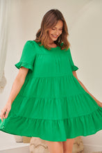 Load image into Gallery viewer, Nia Tiered Shamrock Green Linen Smock Dress
