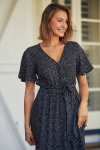 Joanna Black Spot Maxi Dress