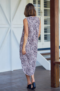 Xenia Pink Animal Print Pocket Front Dress