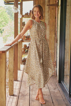 Load image into Gallery viewer, Jacinta Sleeveless Light Khaki Animal Printed Midi Dress