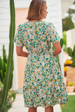 Load image into Gallery viewer, Dohar Cap Sleeve Multi Green Floral Button Front Dress