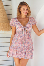 Load image into Gallery viewer, Josephine Chiffon Floral Pink Tie Front Dress