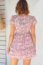 Load image into Gallery viewer, Josephine Chiffon Floral Pink Tie Front Dress