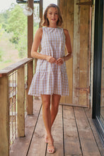 Load image into Gallery viewer, Jovie Sleeveless Gingham Beige Tiered Dress