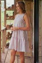 Load image into Gallery viewer, Jovie Sleeveless Gingham Beige Tiered Dress