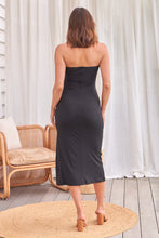 Load image into Gallery viewer, Kayla Tie Front Black Rouged Dress