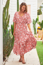 Load image into Gallery viewer, California Pink Floral Print Maxi Dress