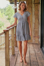 Load image into Gallery viewer, Violetta Navy/White Check Button Front Dress