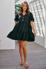 Load image into Gallery viewer, Element Tiered Black Button Dress