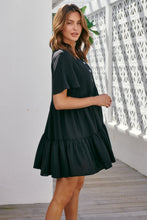 Load image into Gallery viewer, Element Tiered Black Button Dress