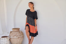 Load image into Gallery viewer, Madeline Black/Melon Polka Smock Pocket Dress