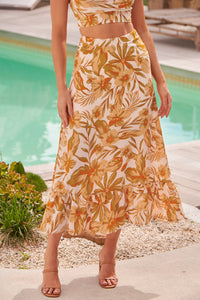 Dahlia Mustard Floral Print Skirt (part of Set)