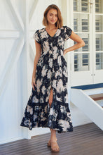 Load image into Gallery viewer, Augustina Beige/Black Floral Button Front Maxi