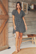 Load image into Gallery viewer, Imogen Short Sleeve Black Floral Chiffon Dress