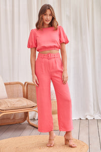 Alina Watermelon Top and Belted Pant Set