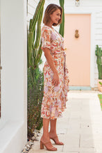 Load image into Gallery viewer, Scarlette Orange/Pink Floral Tie Waist Maxi Dress